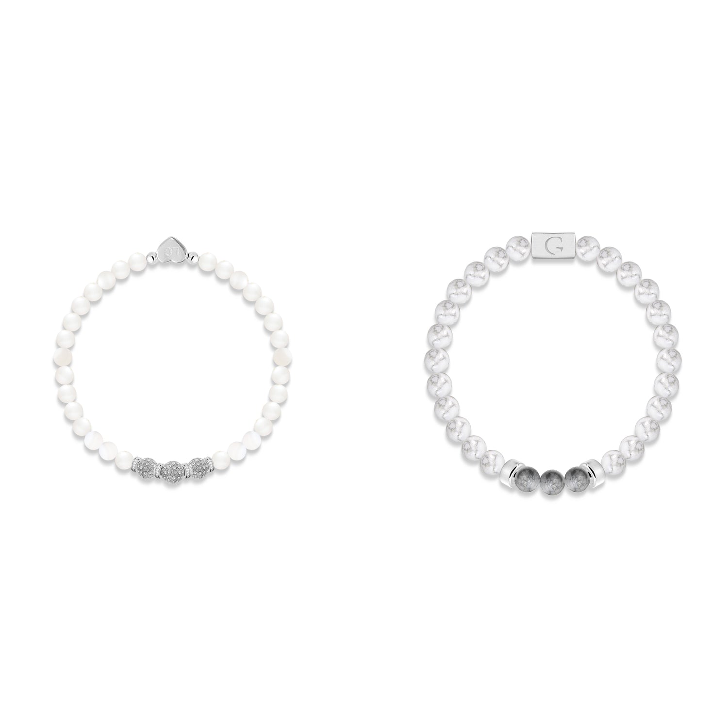 Bride &amp; Groom semi precious stones bracelet set