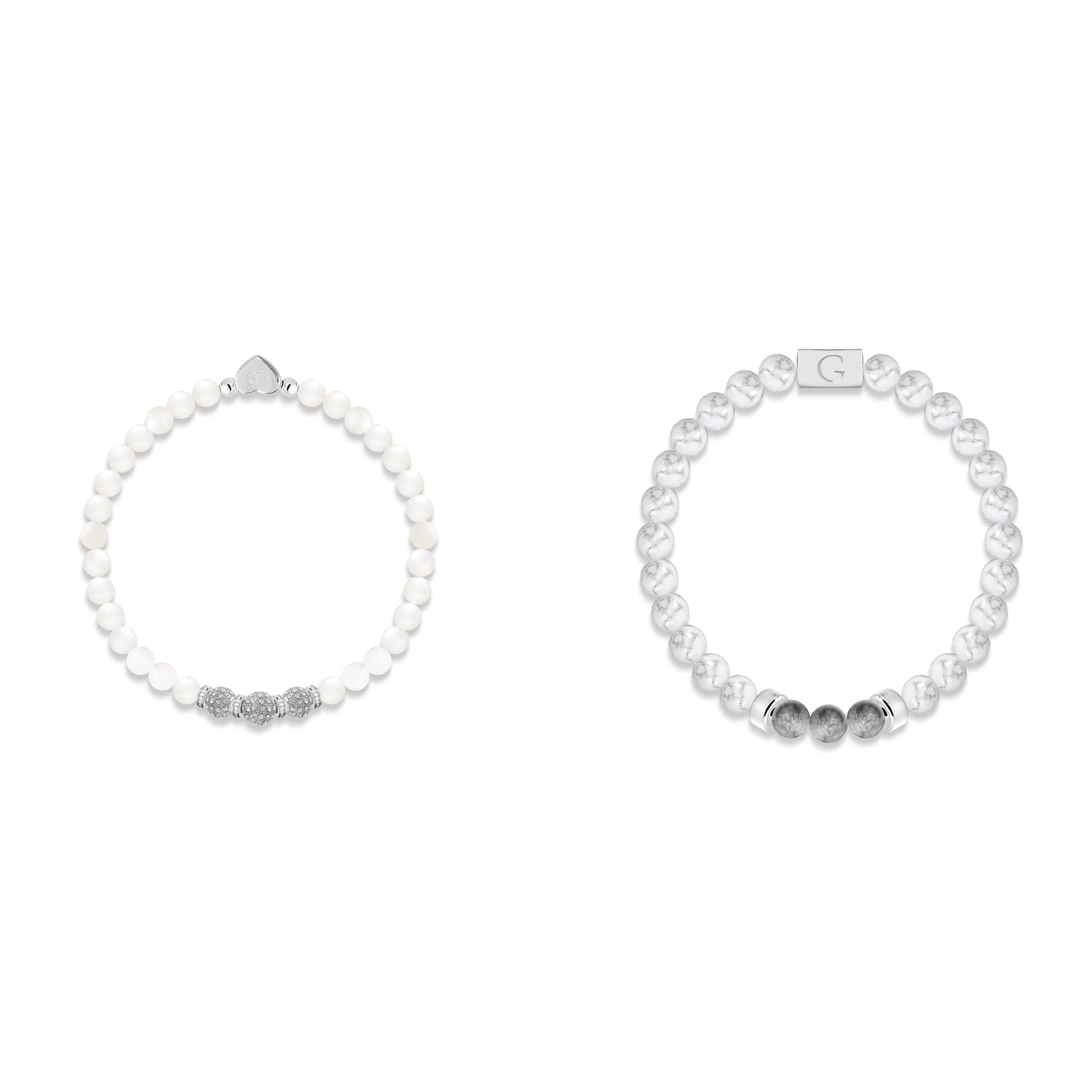 Bride &amp; Groom semi precious stones bracelet set