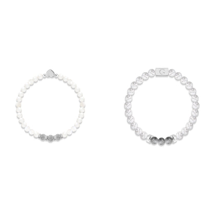 Bride &amp; Groom semi precious stones bracelet set