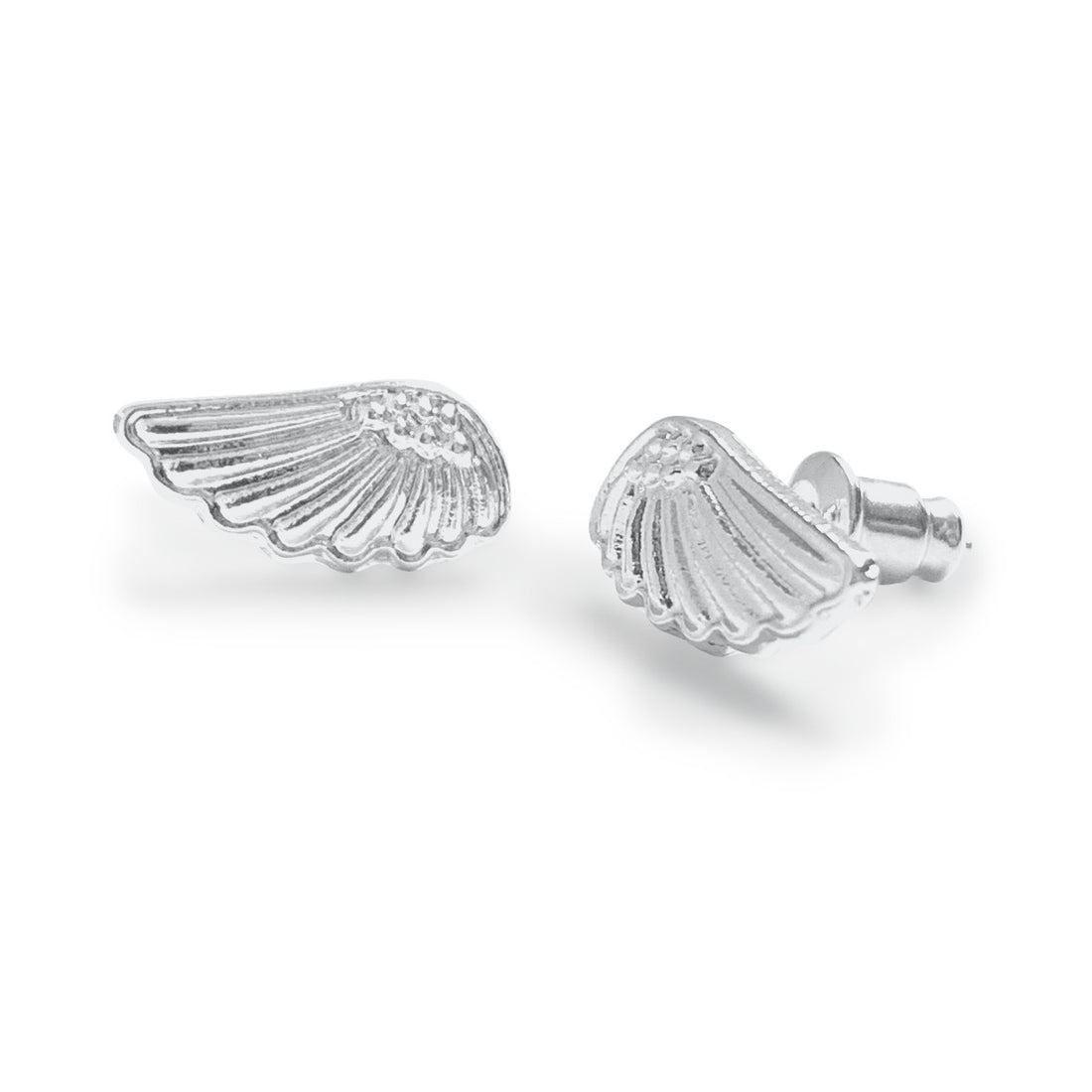 Angel wing silver studs