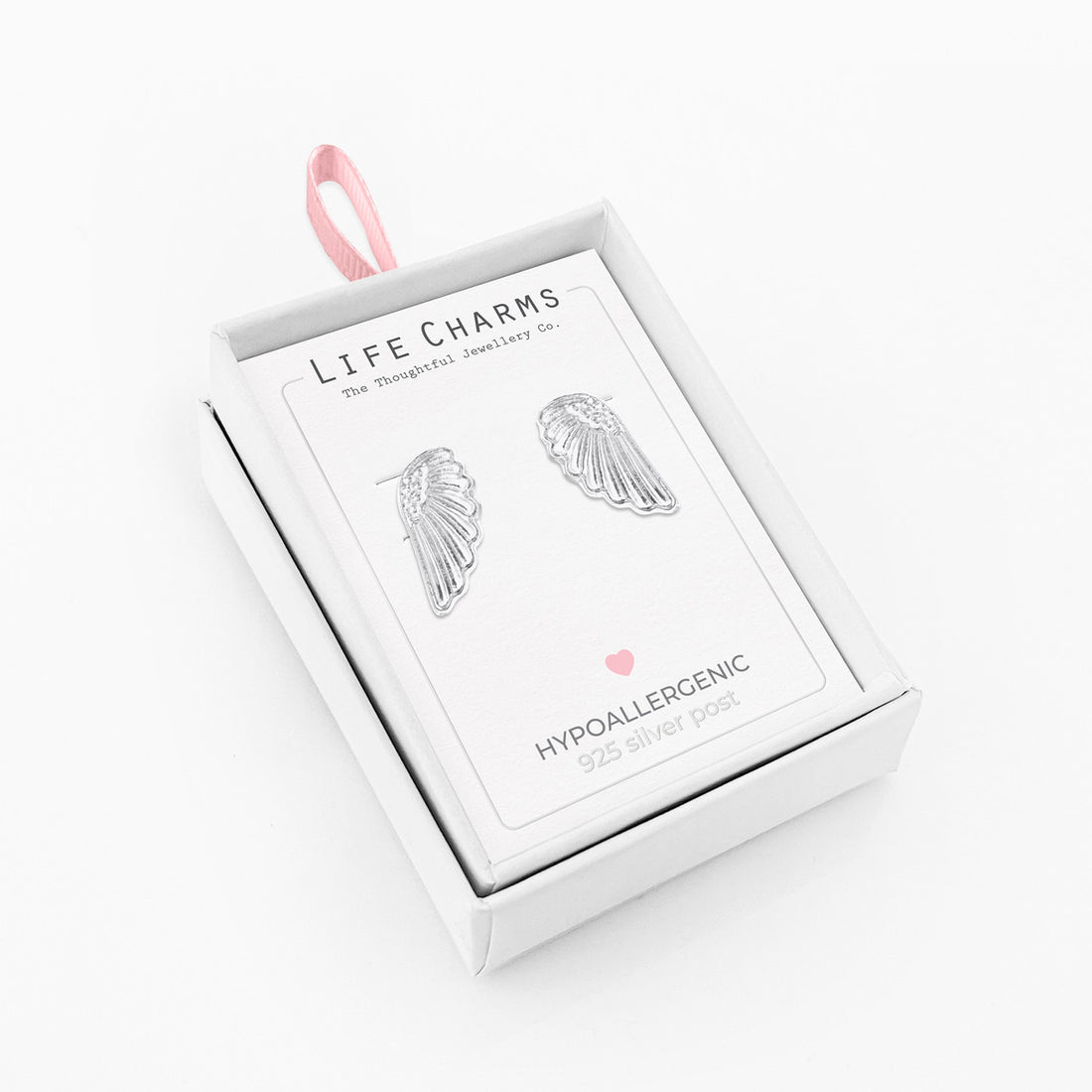 Angel wing silver studs