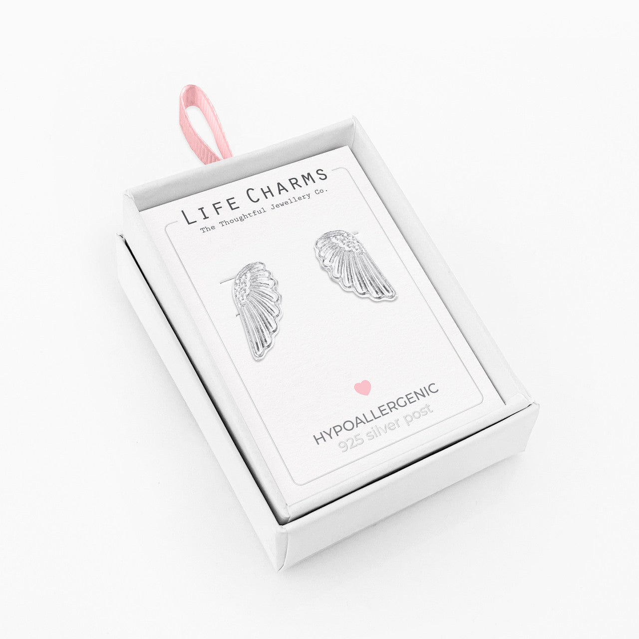 Angel wing silver studs