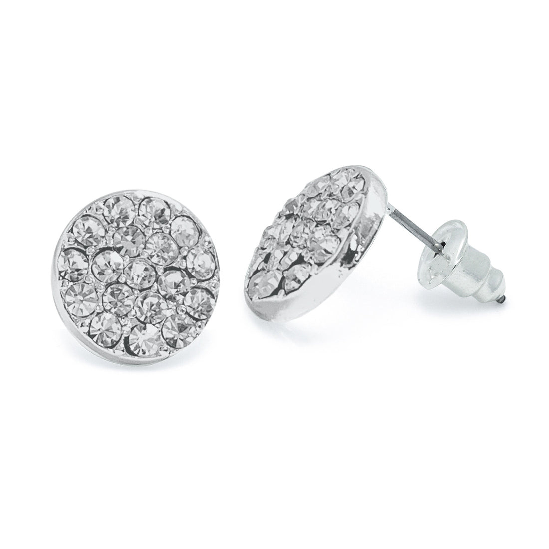 Round crystal silver studs