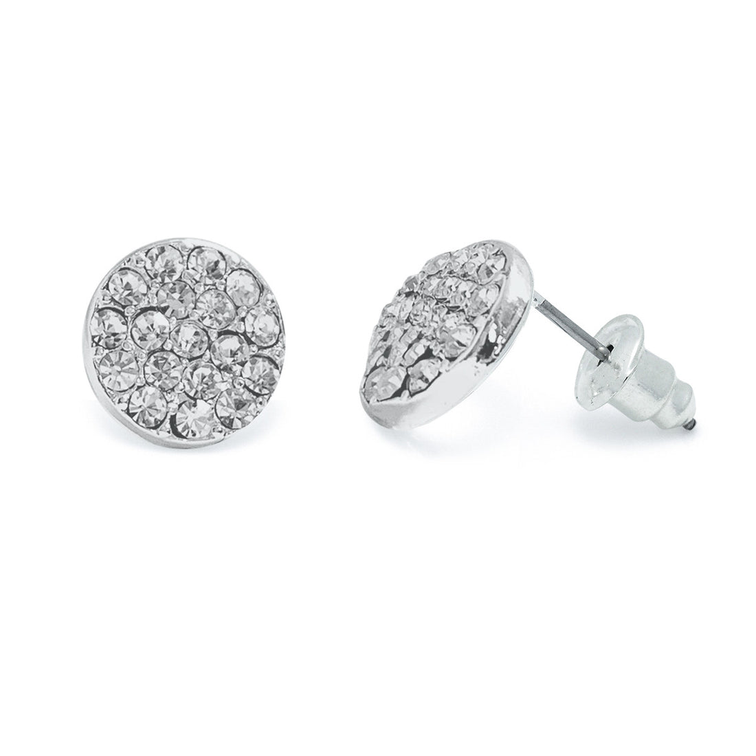 Crystal disc silver studs