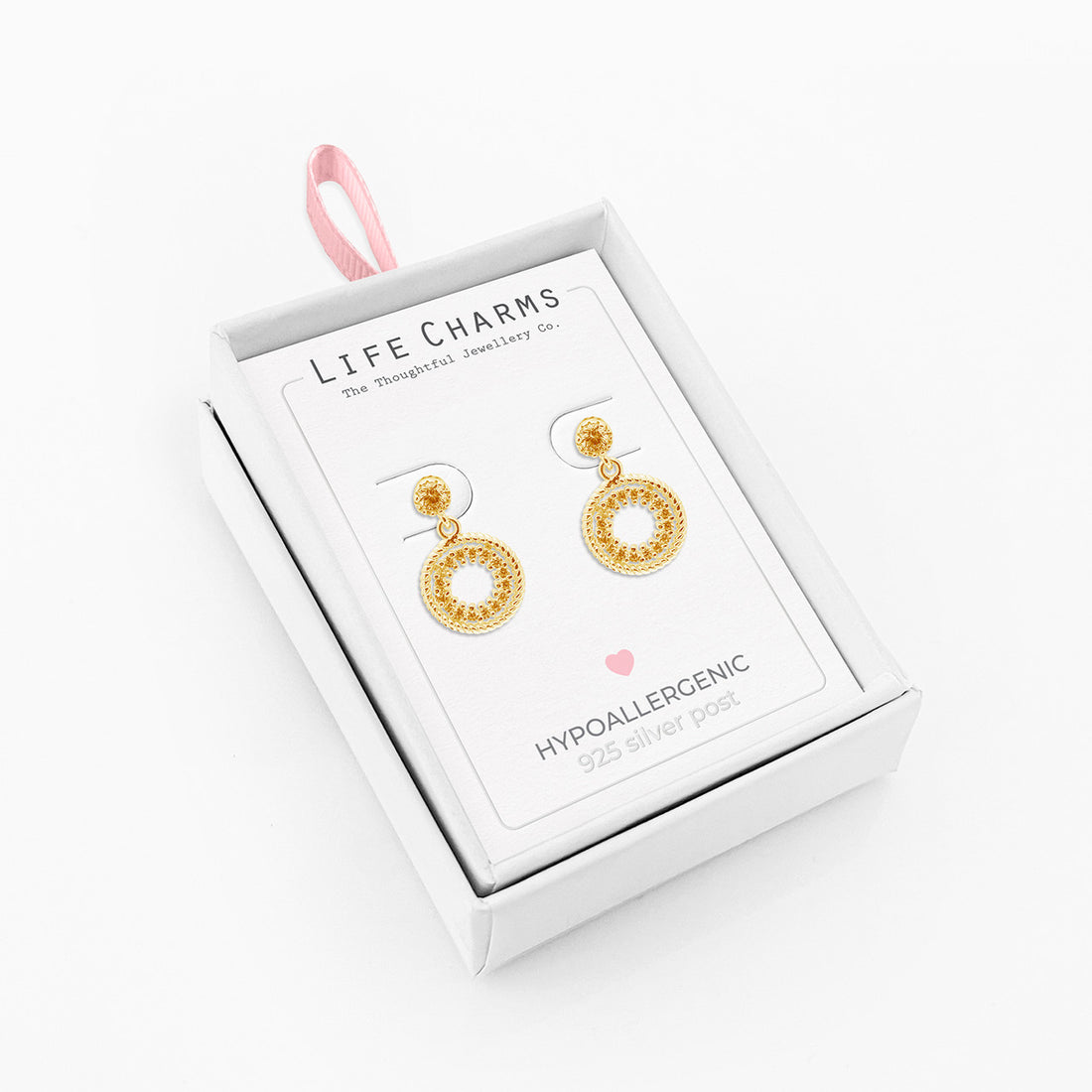 Round drops gold studs