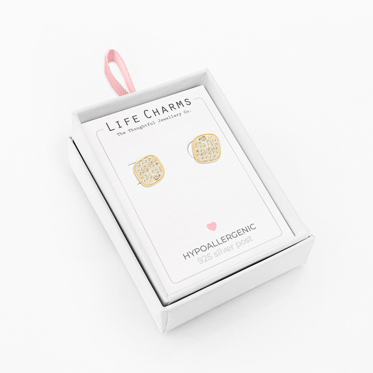 Square stardust gold studs