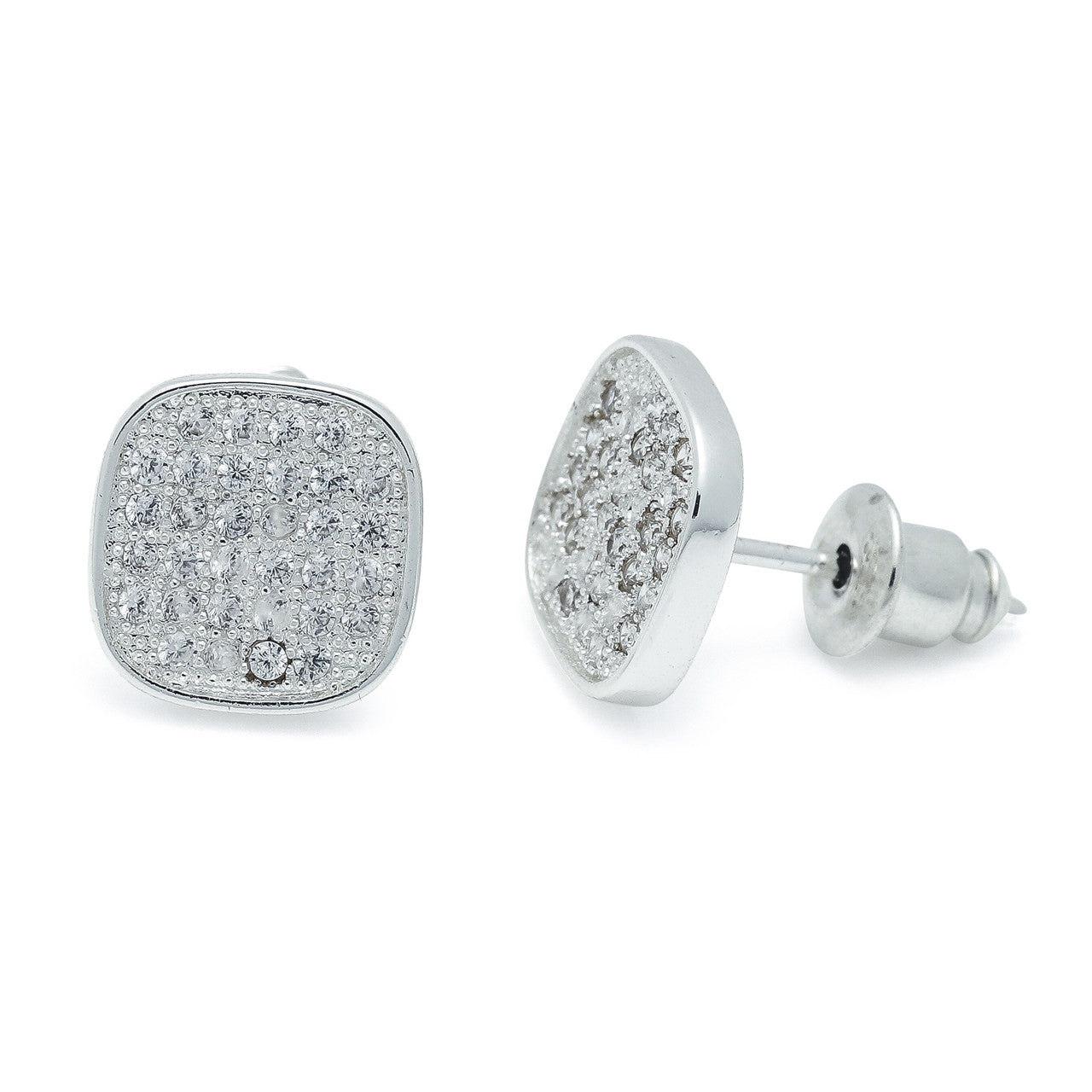 Square stardust silver studs