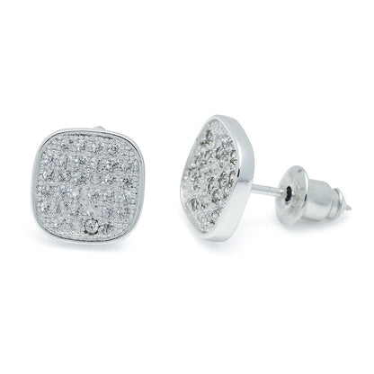 Square stardust silver studs