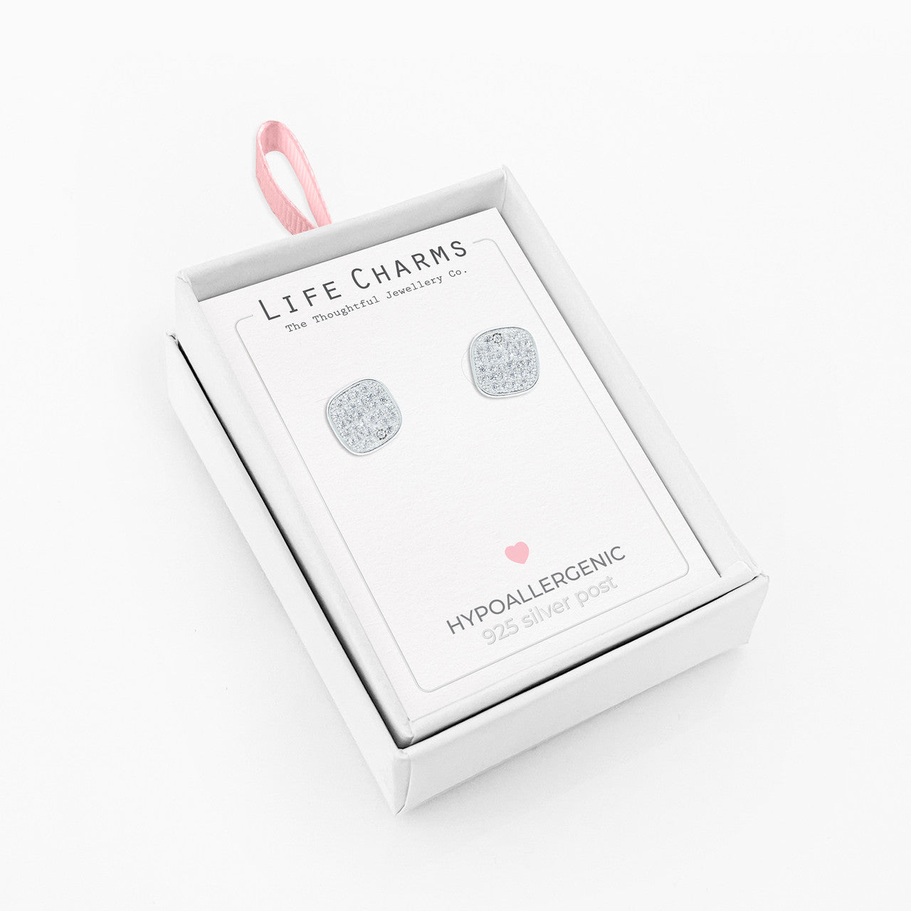 Square stardust silver studs