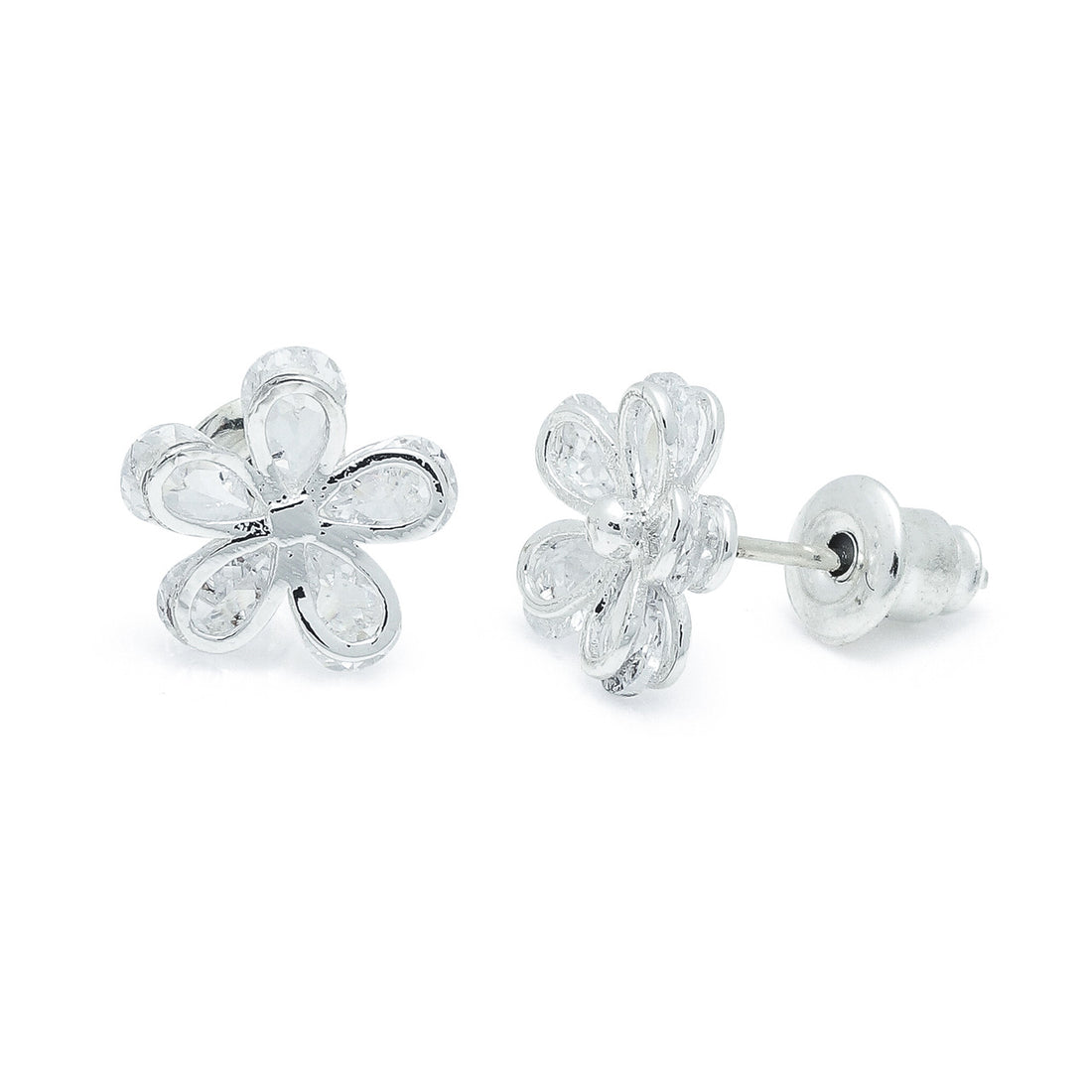 Flower silver studs
