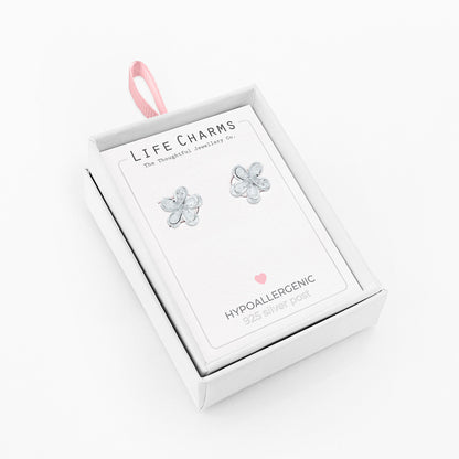 Flower silver studs