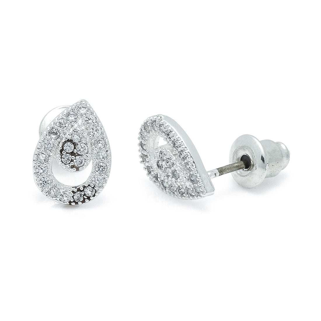 Teardrop CZ silver studs