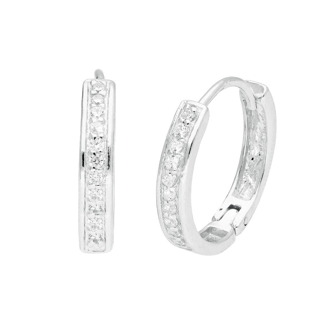 Diamond silver circle earrings