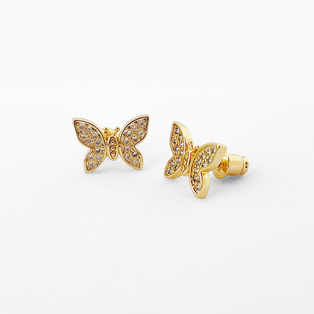 Butterfly gold stud earrings