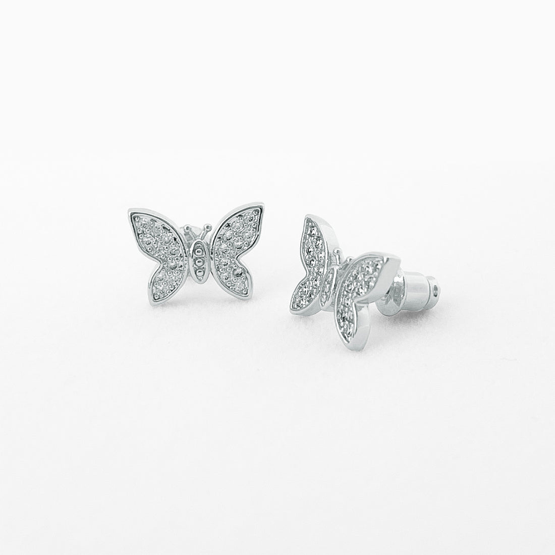 Butterfly silver stud earrings