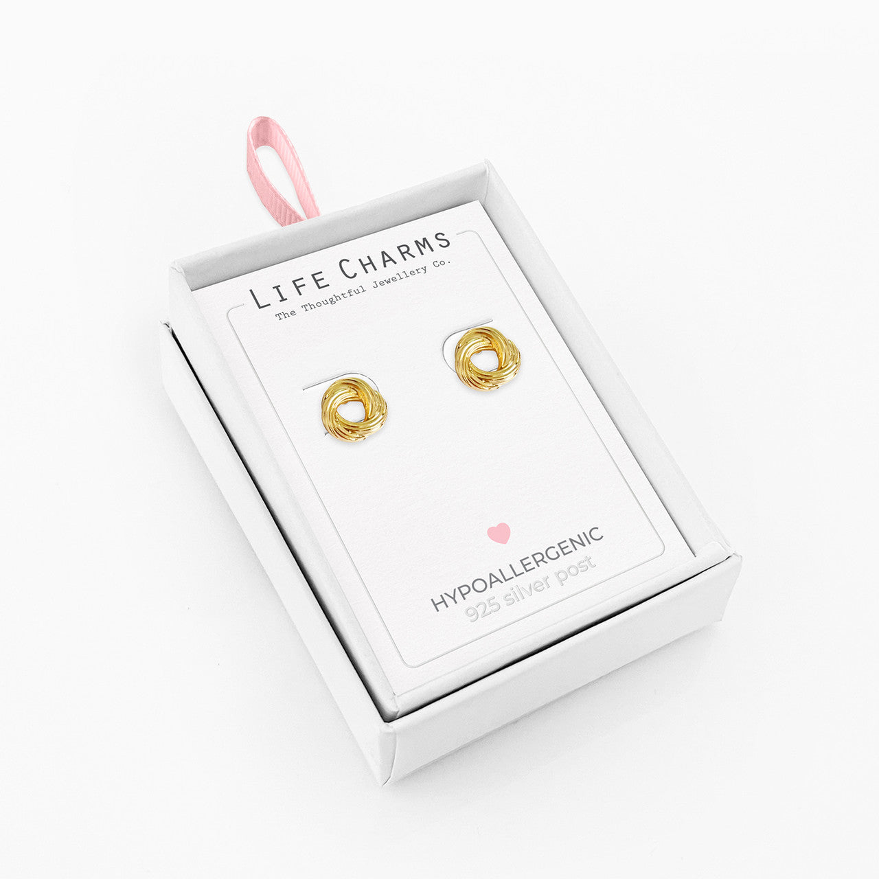 Gold knot stud earrings