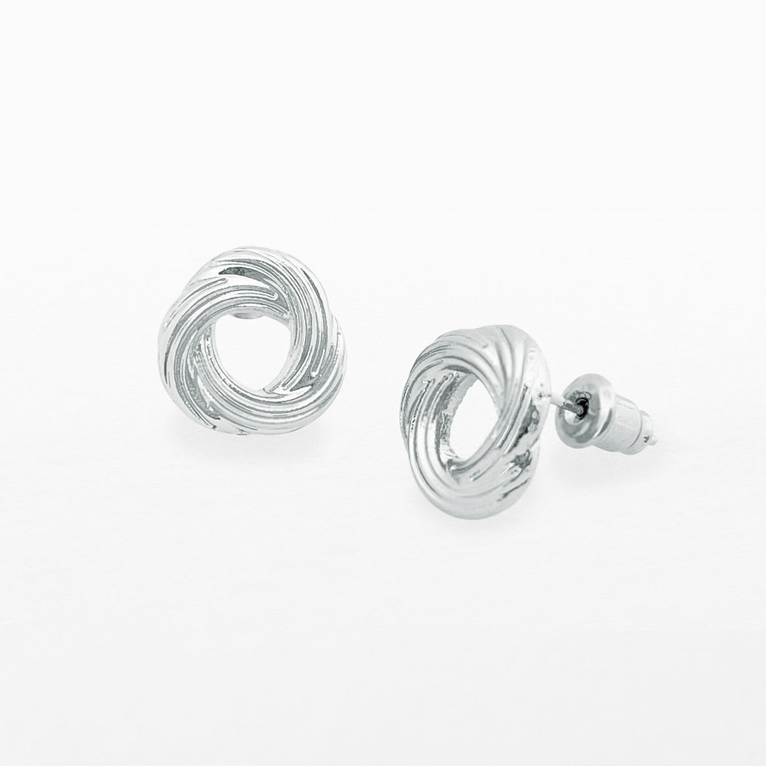 Silver knot stud earrings