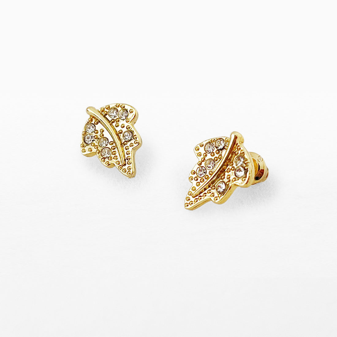 Gold leaf stud earrings