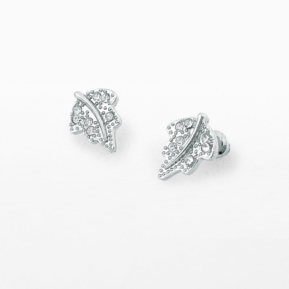 Silver leaf stud earrings