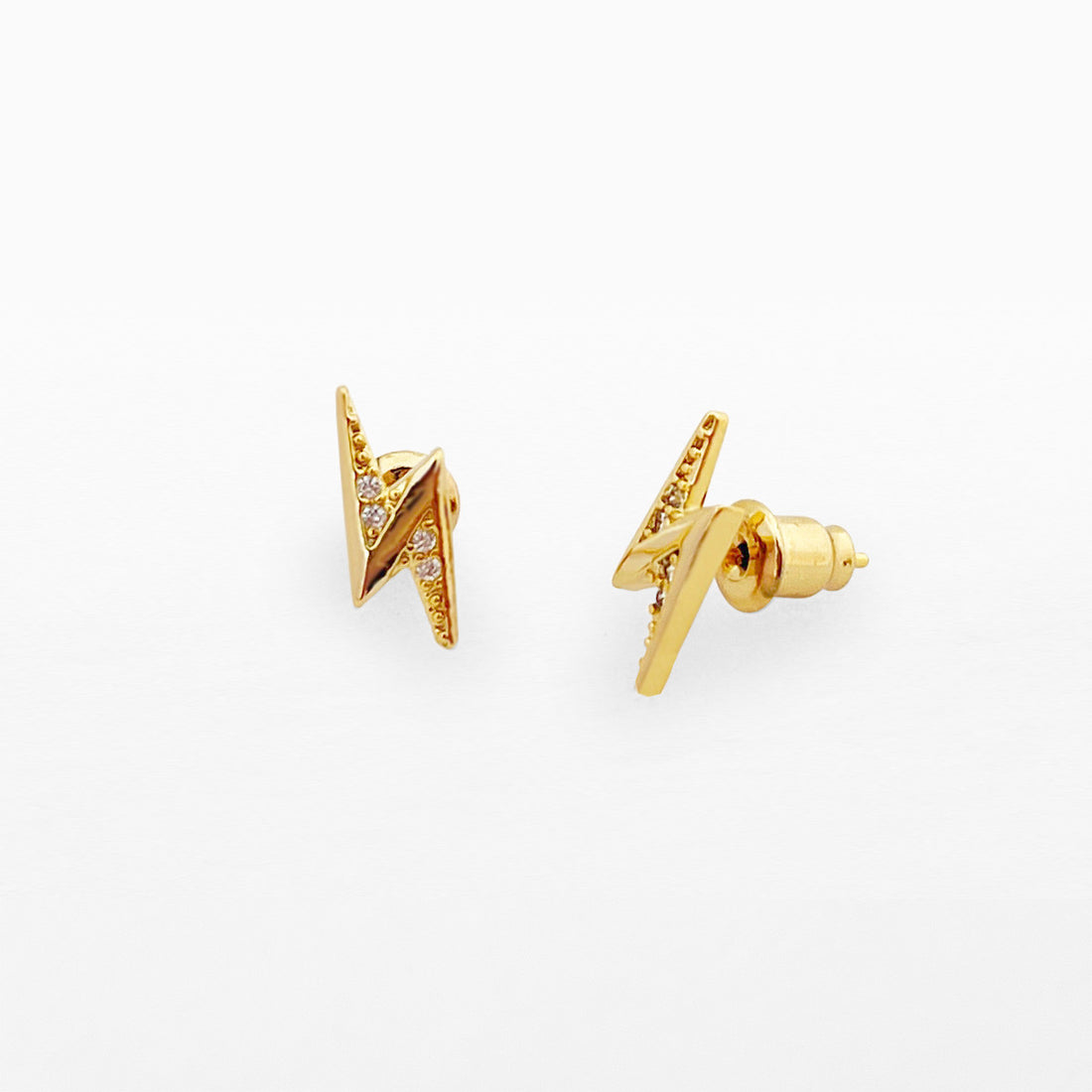 Thunderbolt gold stud earrings