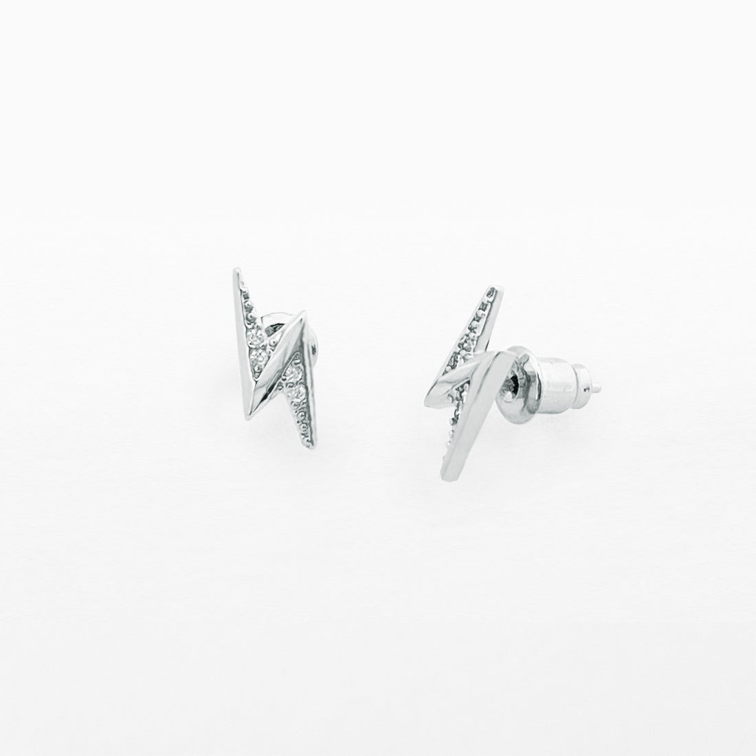 Thunderbolt silver stud earrings