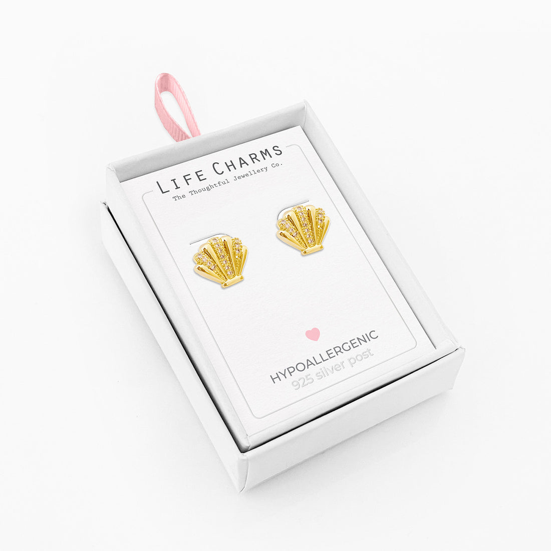 Gold seashell stud earrings