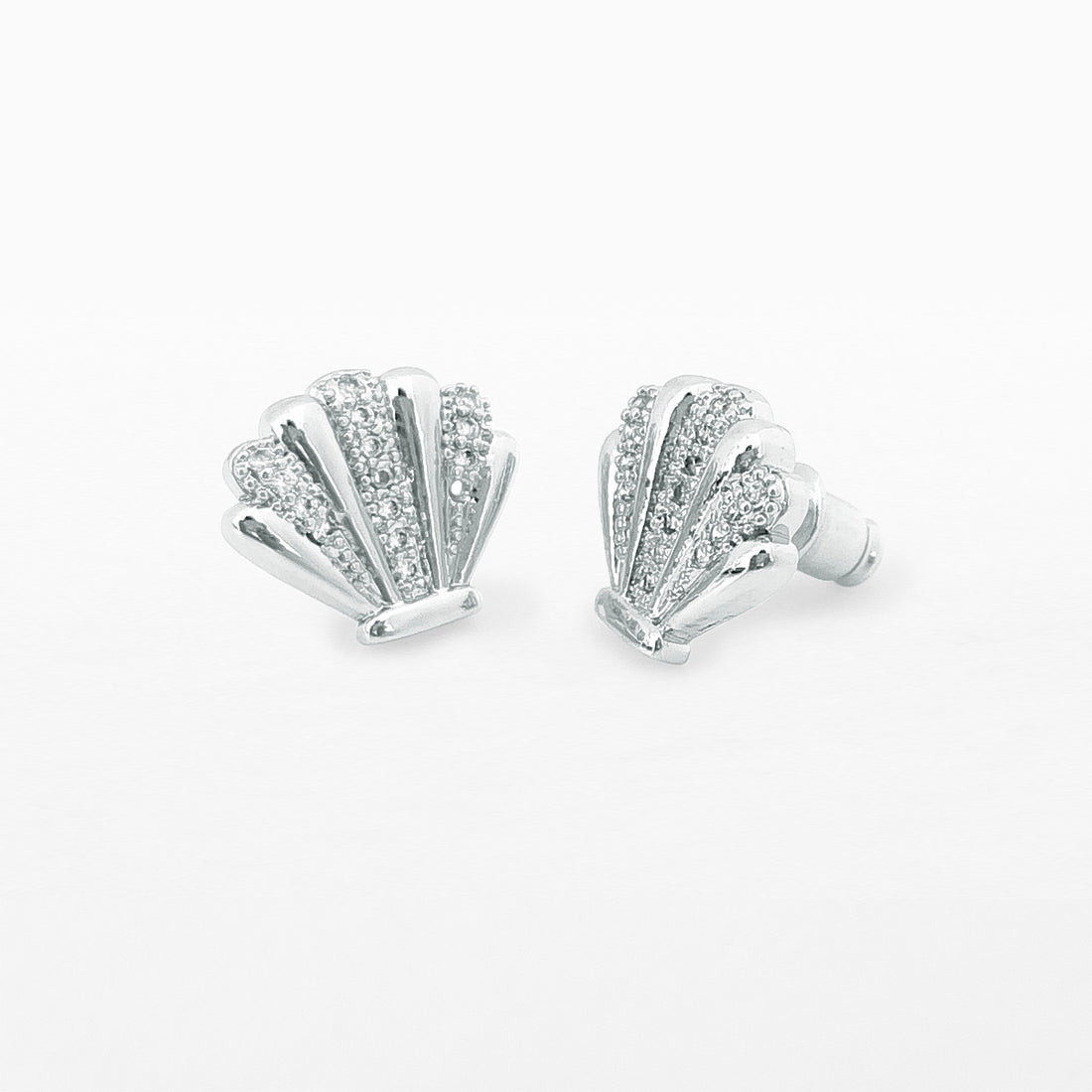 Silver seashell stud earrings