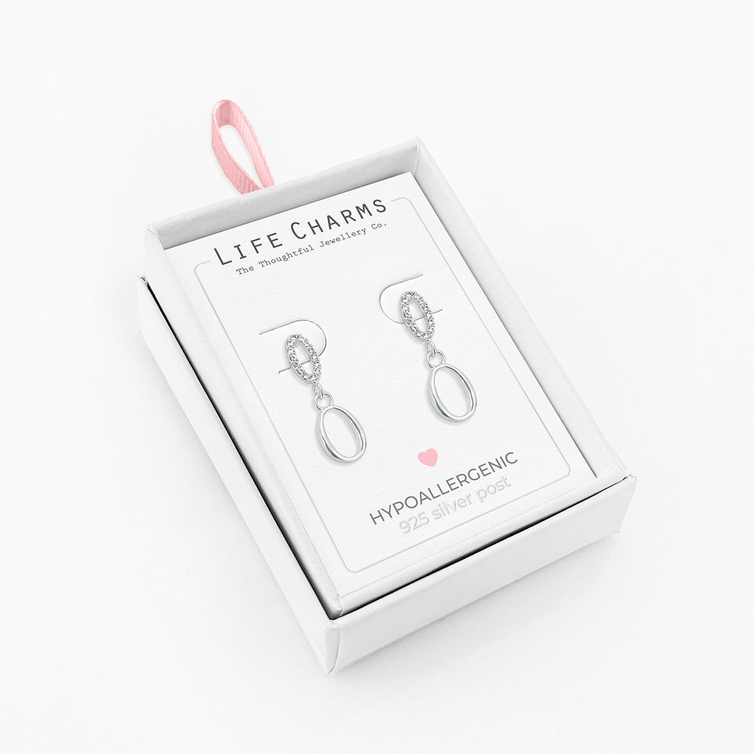 Silver drops stud earrings