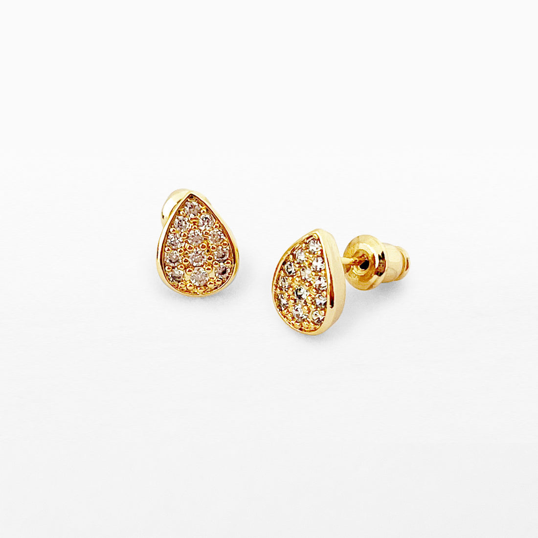 Stone drop gold stud earrings