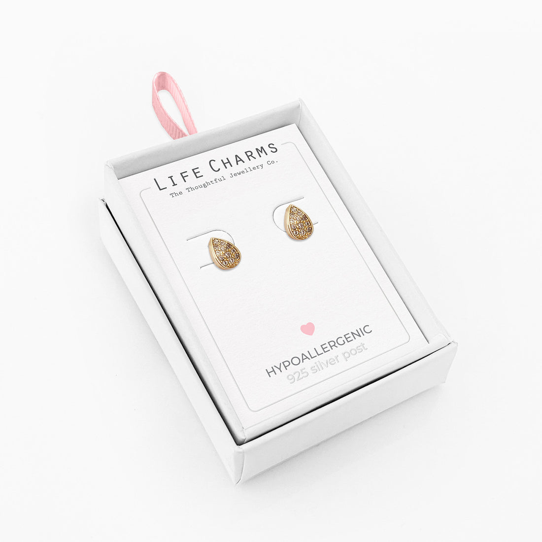 Stone drop gold stud earrings