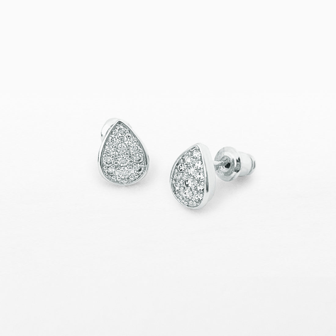 Stone drop silver stud earrings
