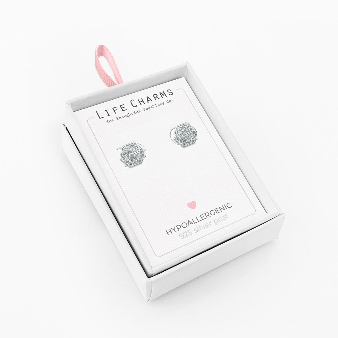 Octagon silver stud earrings