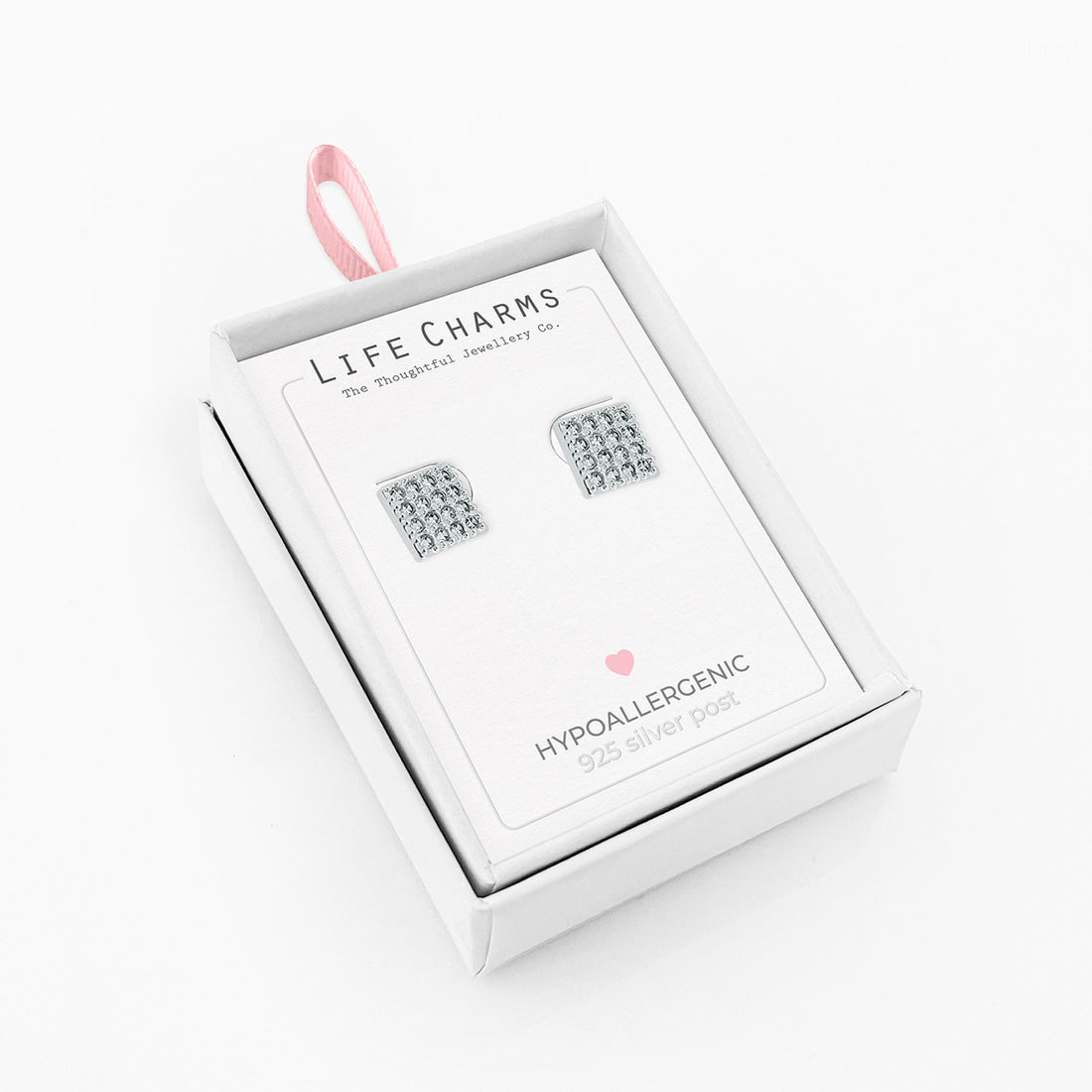 Crystal square stud earrings