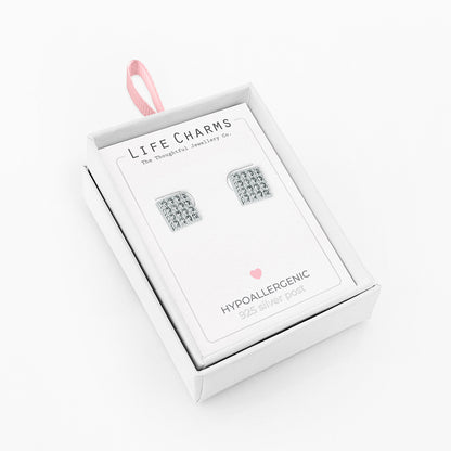 Crystal square stud earrings