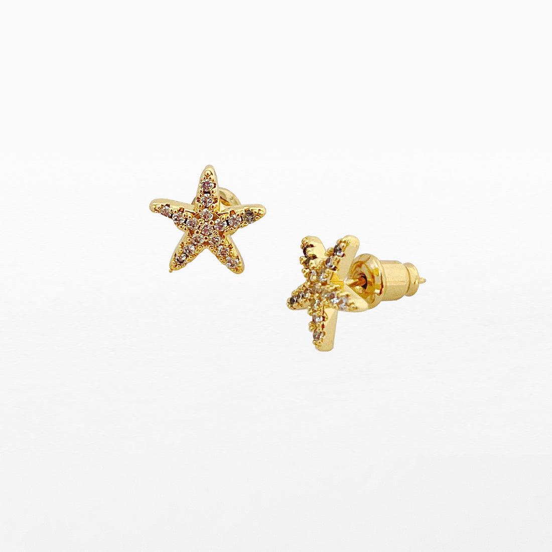 Gold starfish stud earrings