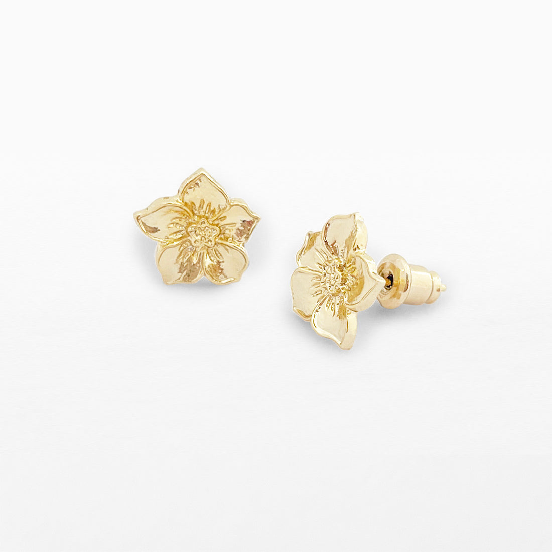 Gold lotus stud earrings