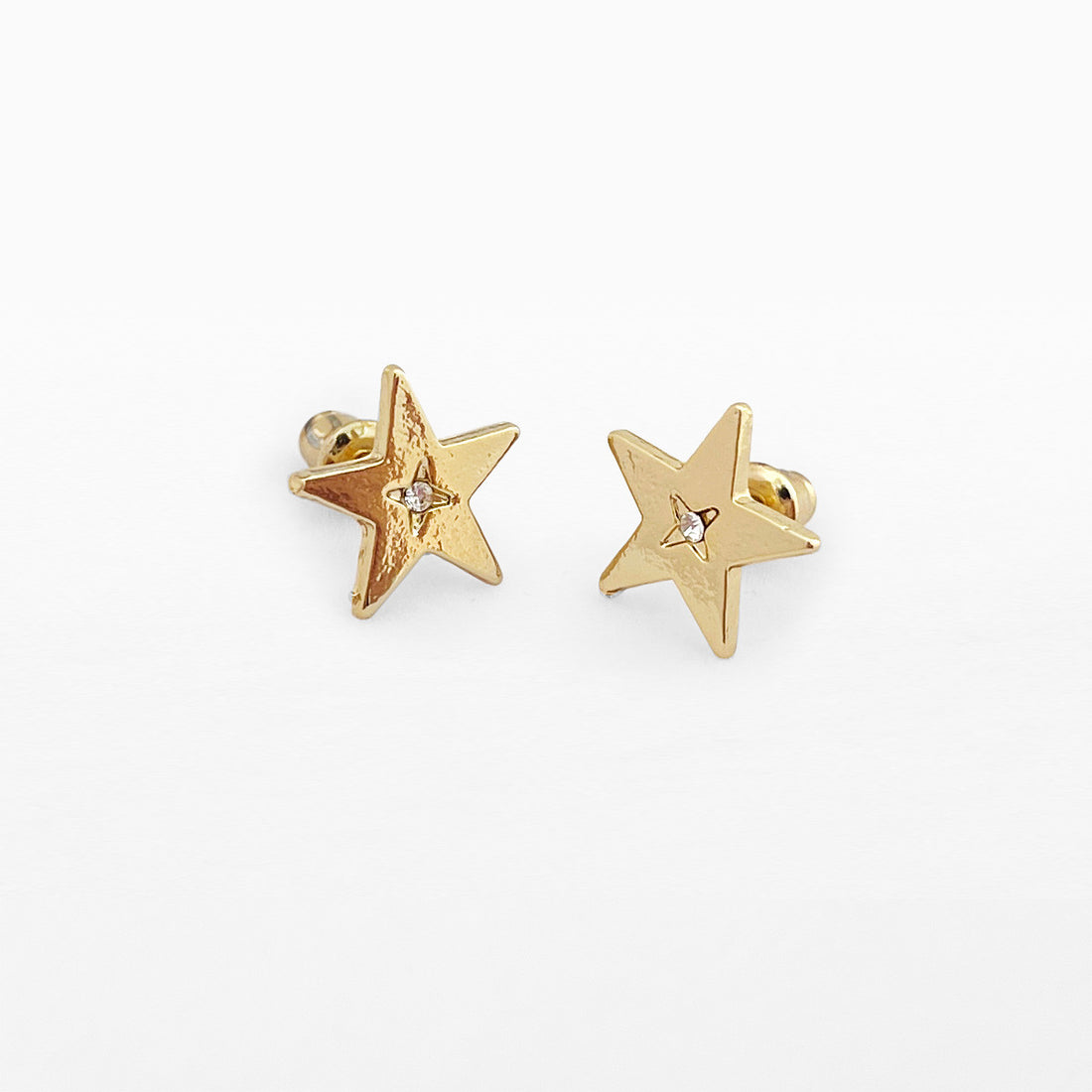 Gold star with starburst stud earrings