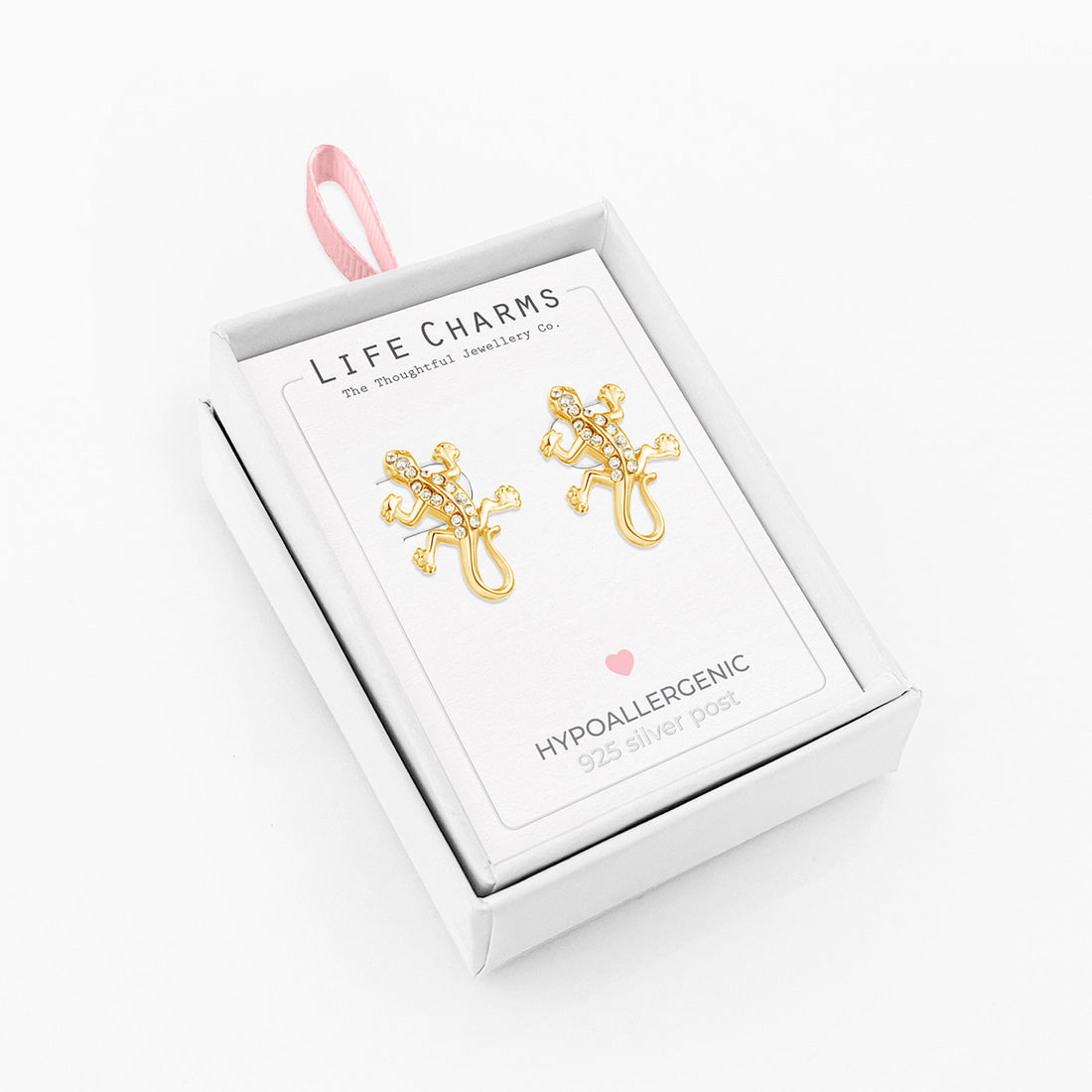 Gold gecko stud earrings