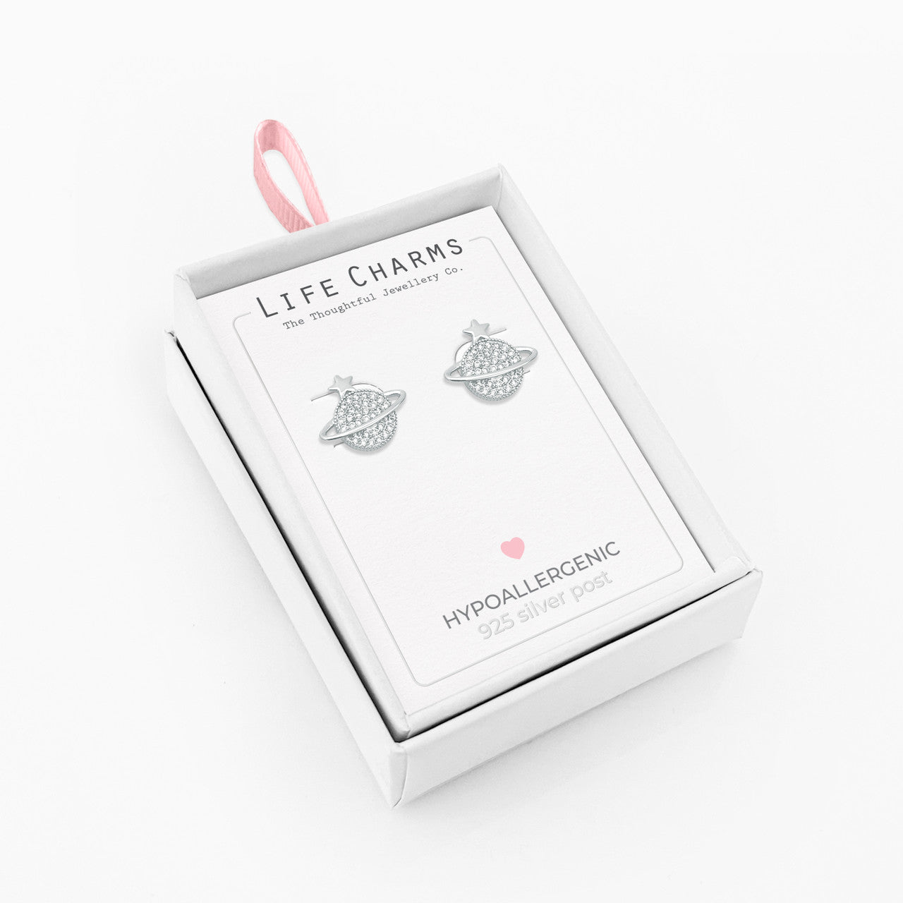 Orb-shaped silver stud earrings