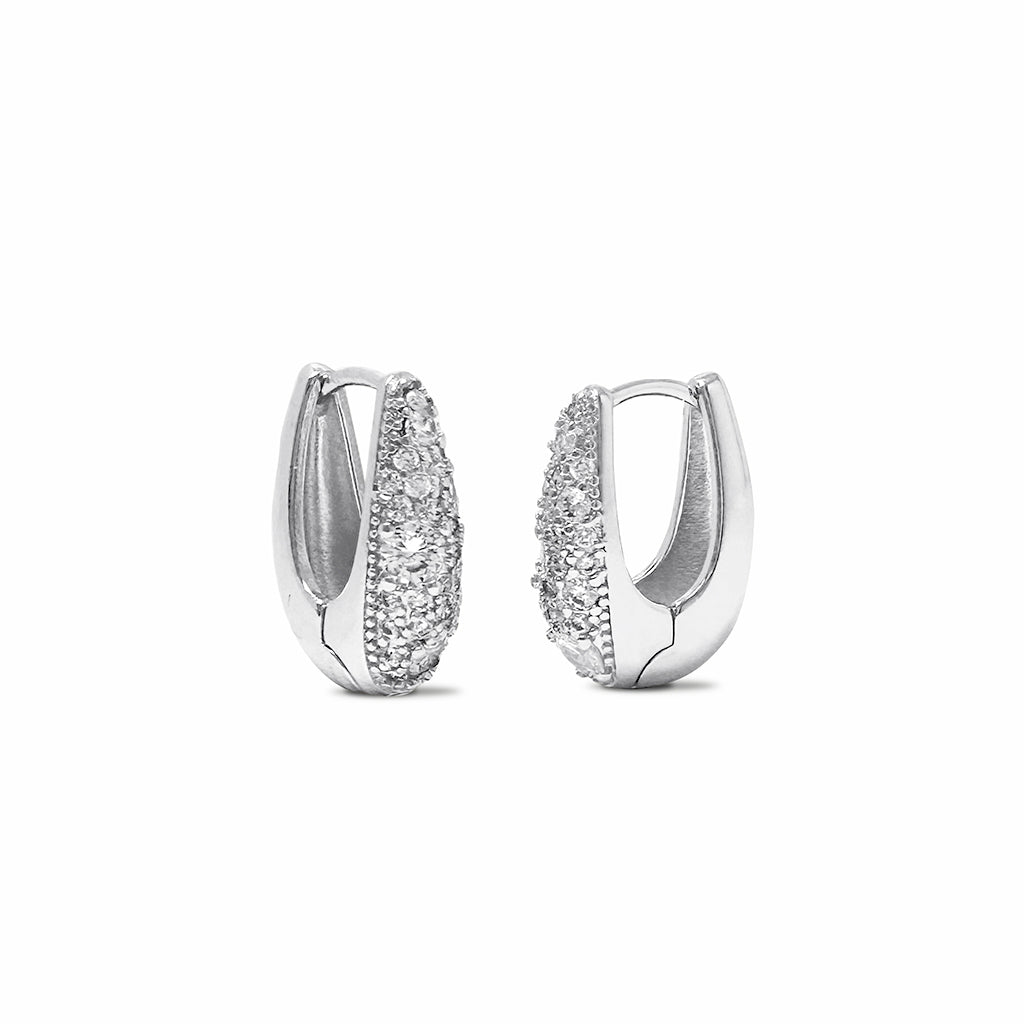 Chunky huggie hoop earrings in silver