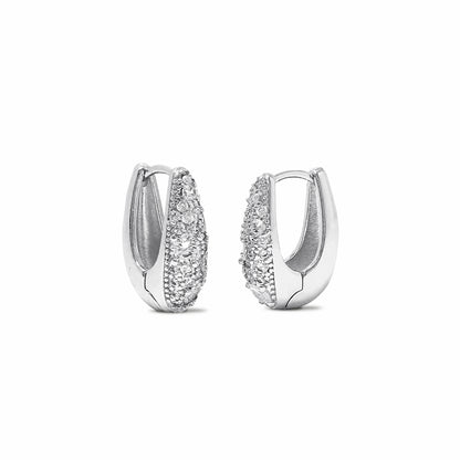Chunky huggie hoop earrings in silver