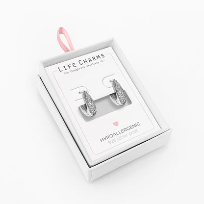 Chunky huggie hoop earrings in silver