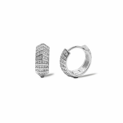 Sparkling huggie hoop earrings in silver