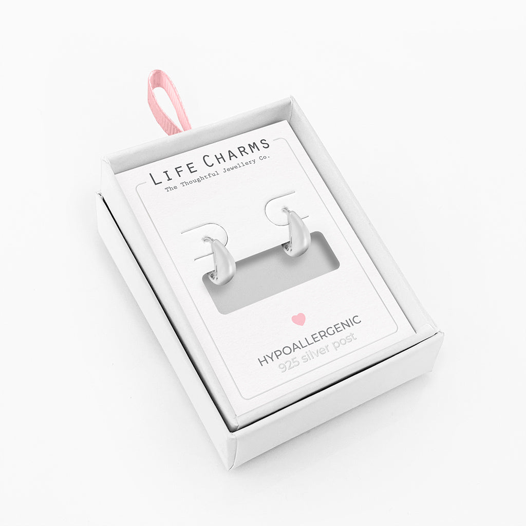 Huggie hoop earrings in silver
