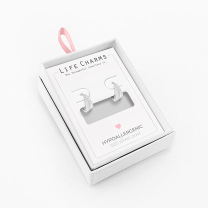Huggie hoop earrings in silver