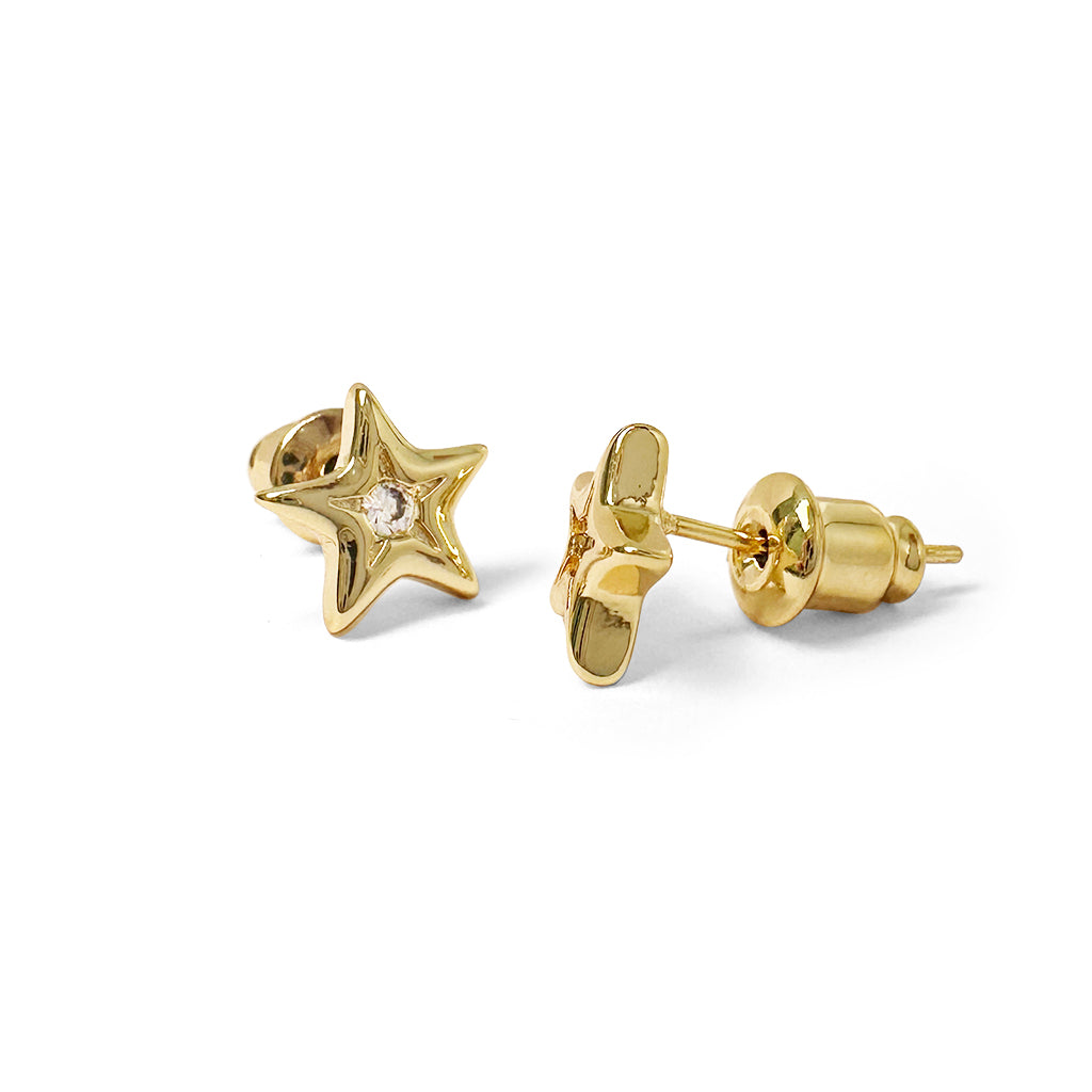 Gold sparkling dainty star studs
