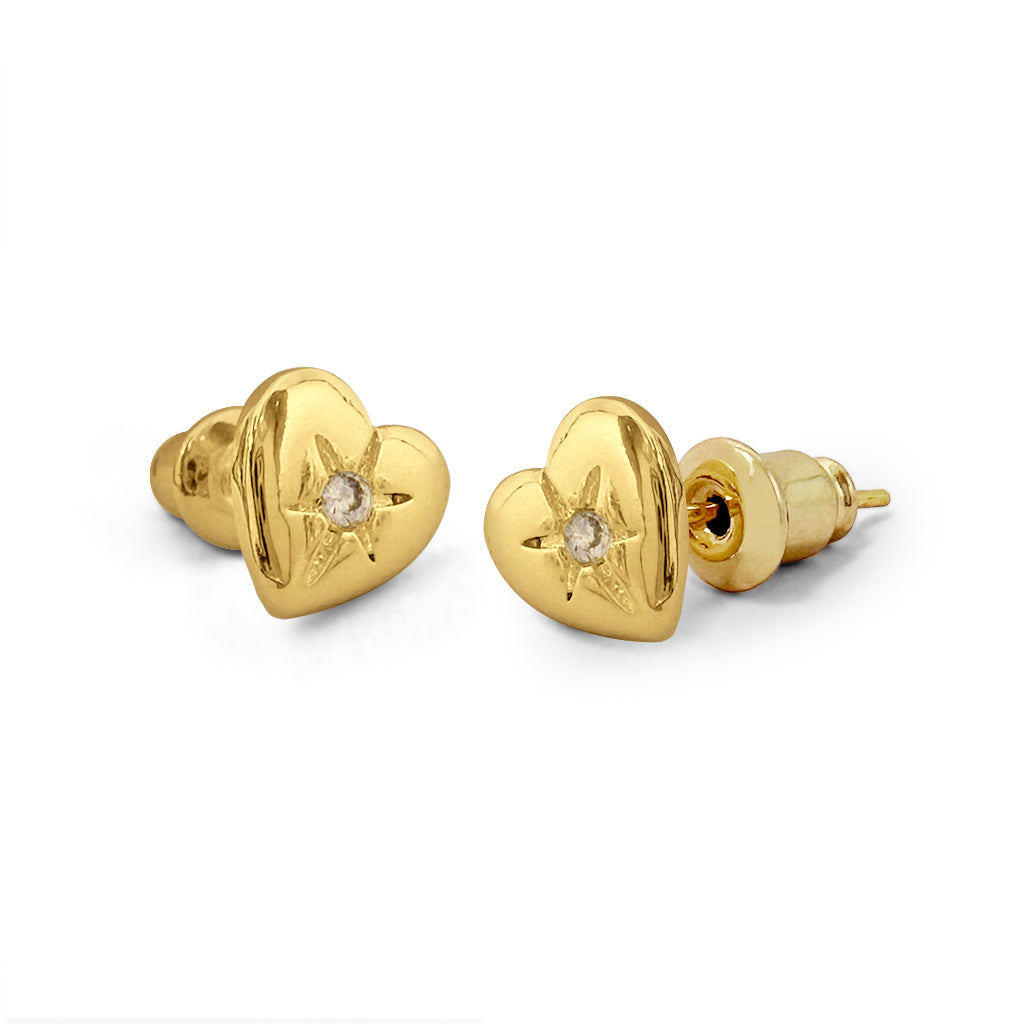Gold dainty heart studs