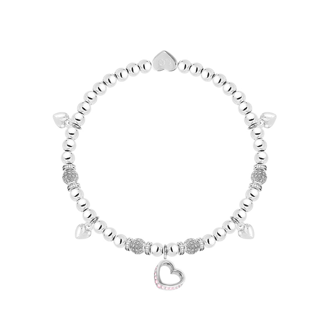 Baby Girl - Sparkling heart charm bracelet in flower box