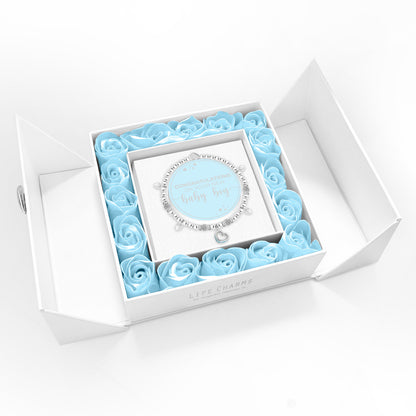 Baby Boy - Sparkling heart charm bracelet in flower box