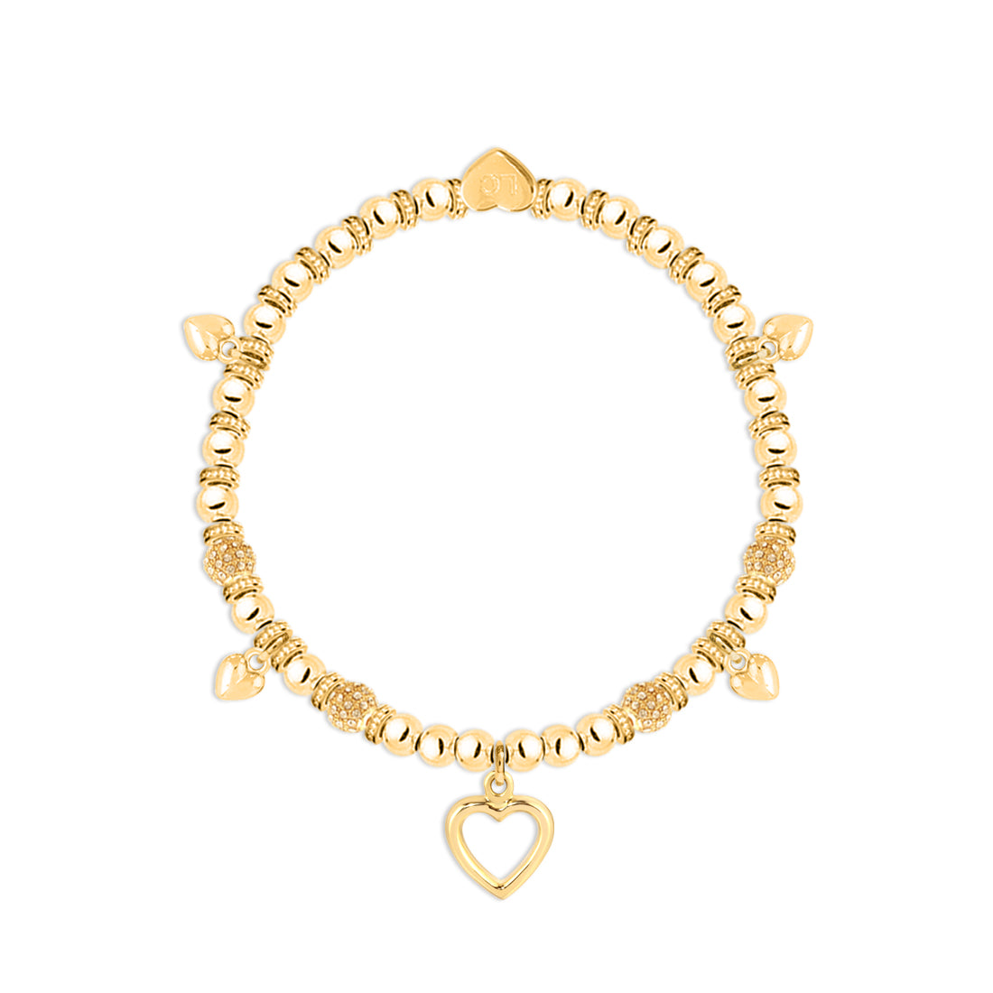 Beautiful Friend - Gold hearts charm bracelet in flower box